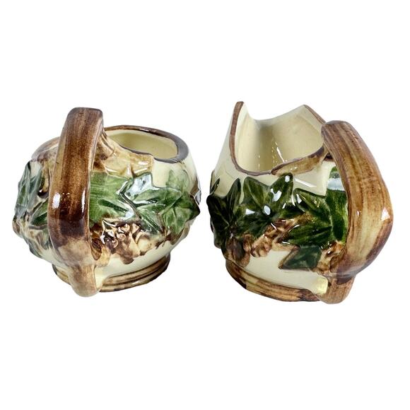 McCoy USA Pottery Vintage Ivy Branch Sugar Creamer Set-Excellent! - Picture 3 of 9